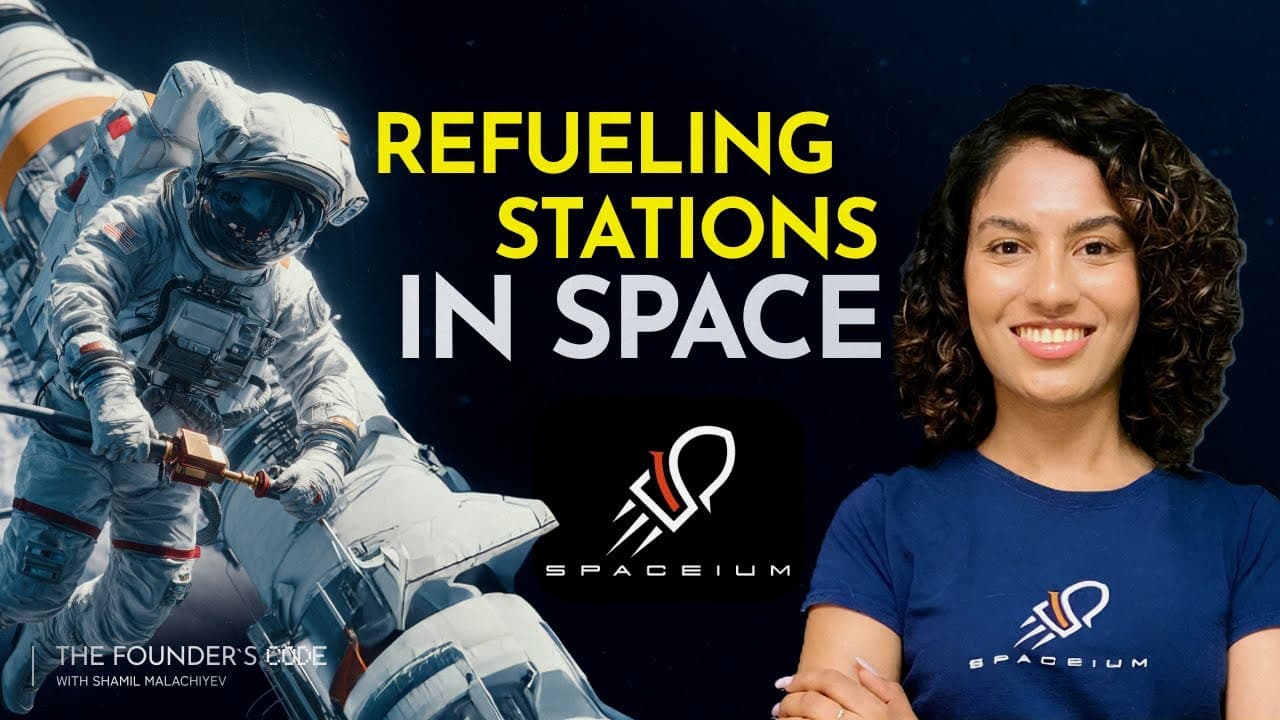 The Founder's Code podcast cover for the Ashi Dissanayake episode — Ashi Dissanayake, co-founder and CEO of Spaceium, on building refueling stations in space