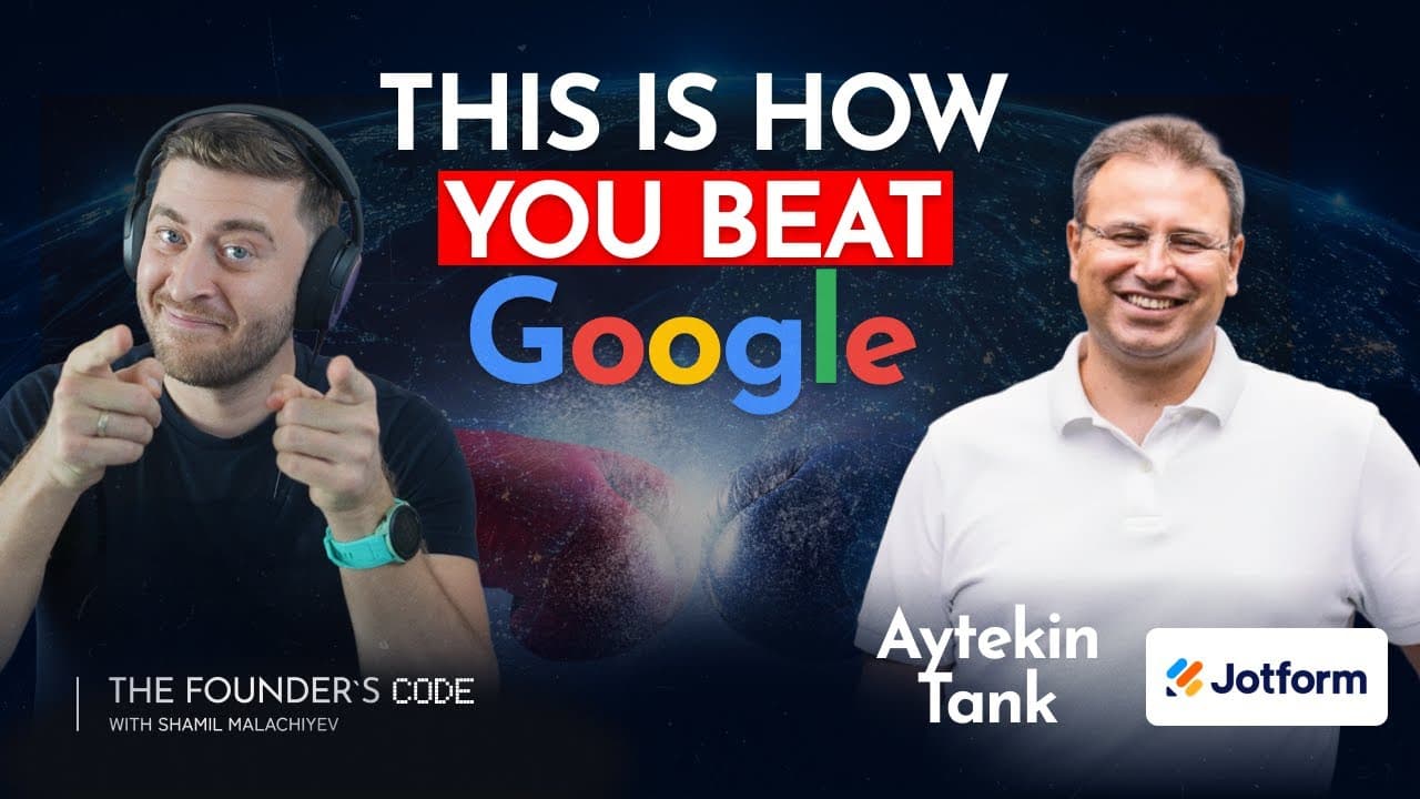The Founder's Code podcast thumbnail for the Aytekin Tank episode — Jotform's founder on what it really takes to build a $150M ARR business