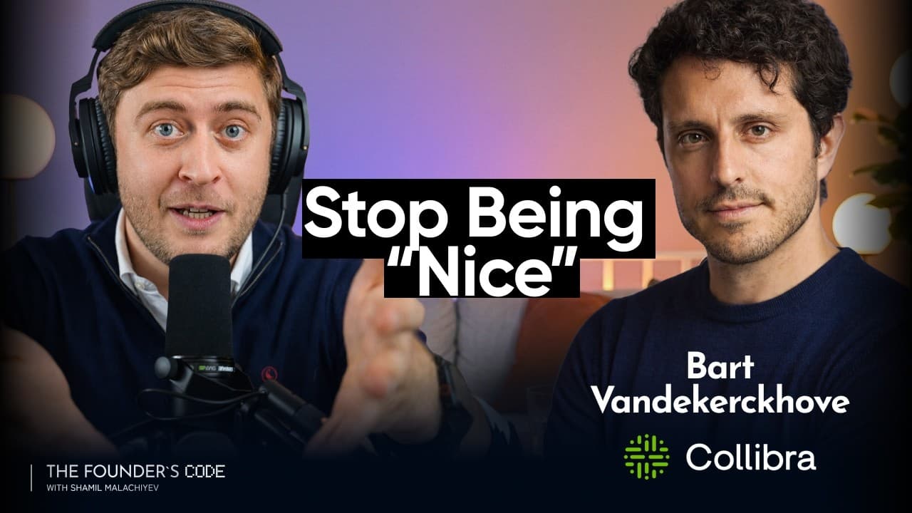 The Founder's Code podcast thumbnail for the Bart Vandekerckhove episode: the Raito co-founder on the perfect exit, founder stress, and why nice guys fail