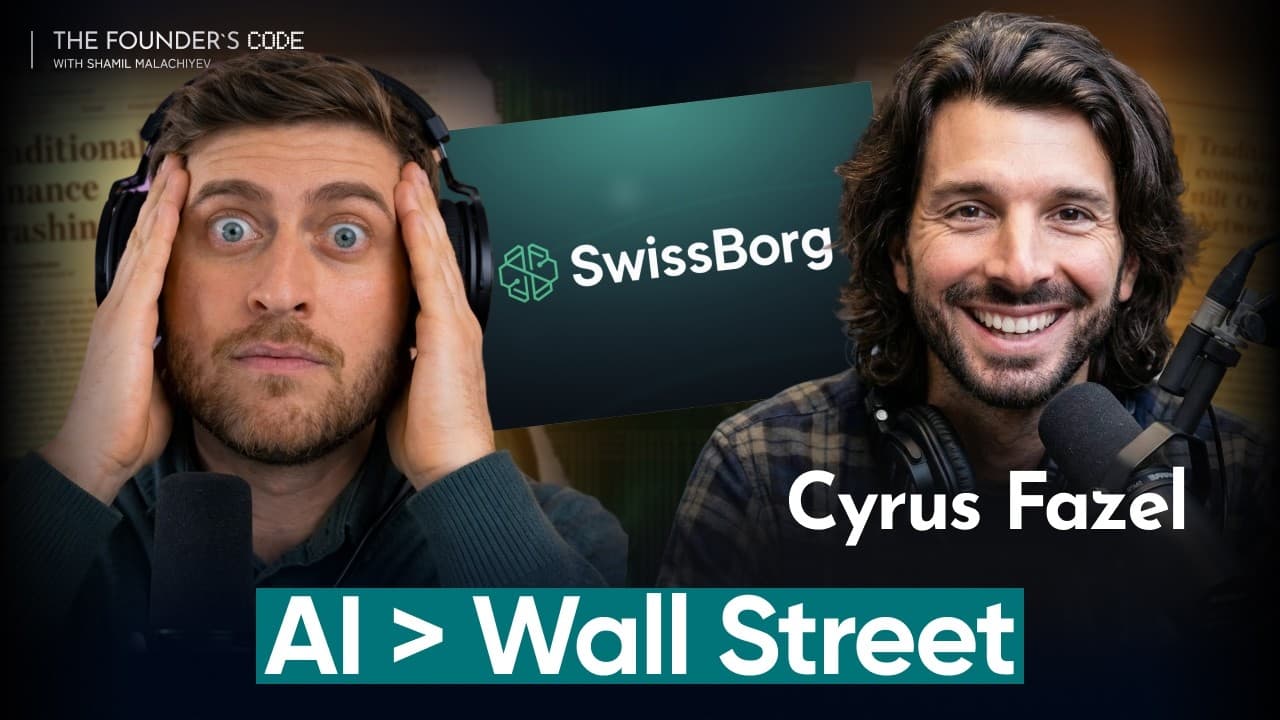 The Founder's Code podcast thumbnail for the Cyrus Fazel episode: SwissBorg's founder and CEO on building an AI wealth advisor
