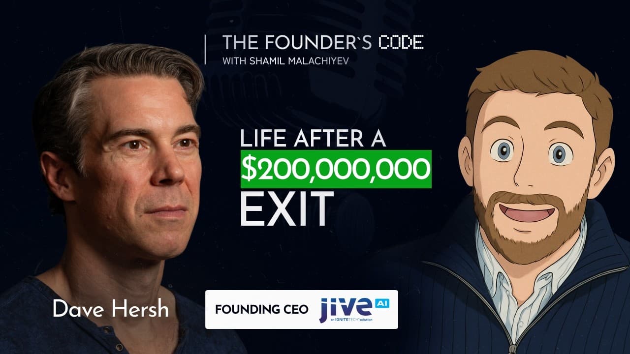 The Founder's Code podcast cover for the Dave Hersh episode — Dave Hersh, founding CEO of Jive Software, on life after a $200,000,000 exit