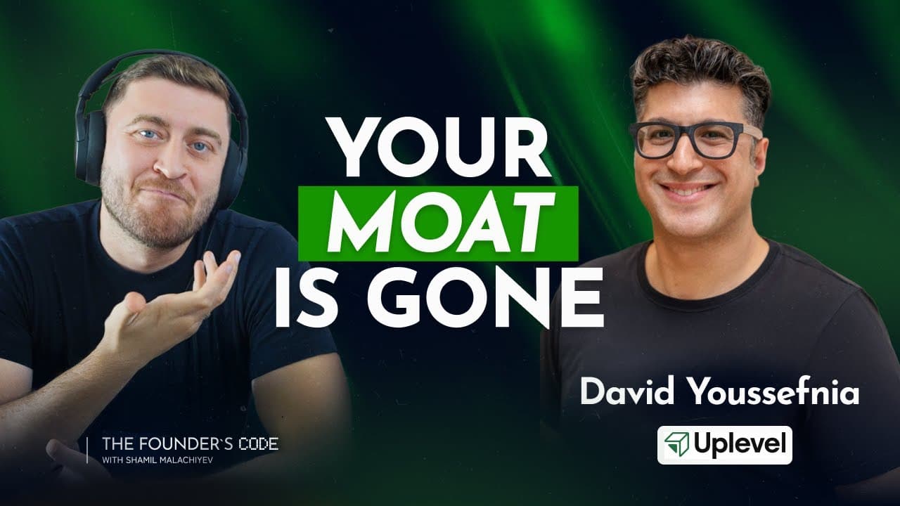 The Founder's Code podcast thumbnail for the David Youssefnia episode - the Uplevel co-founder on how AI exposes bad founders
