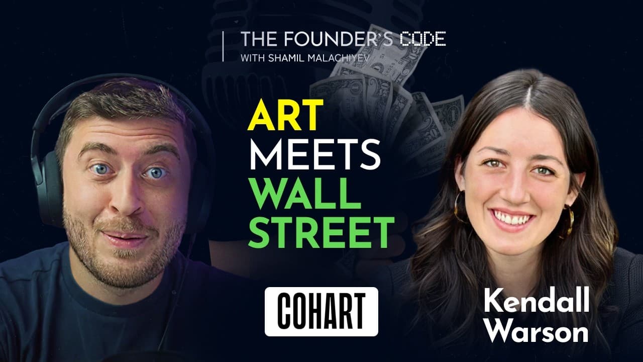 The Founder's Code podcast cover for the Kendall Warson episode — Kendall Warson, CEO and co-founder of Cohart, on turning art into a $6M startup