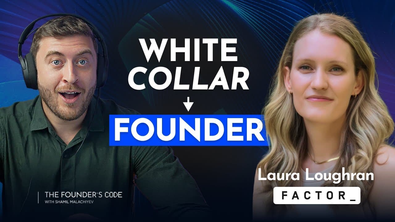 The Founder's Code podcast thumbnail for the Laura Loughran episode - the Factor Form founder and CEO on going from IBM to founder