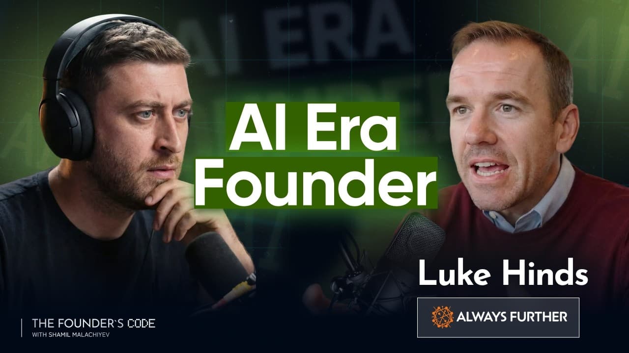The Founder's Code podcast thumbnail for the Luke Hinds episode, with the sigstore creator on moving AI from hype to utility