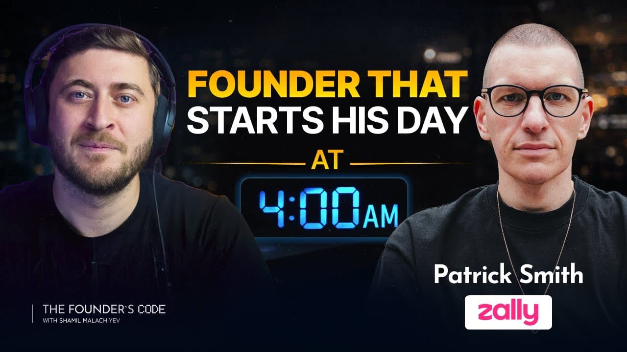 The Founder's Code podcast thumbnail for the Patrick Smith episode - the Zally founder on what it really takes to succeed in 2026