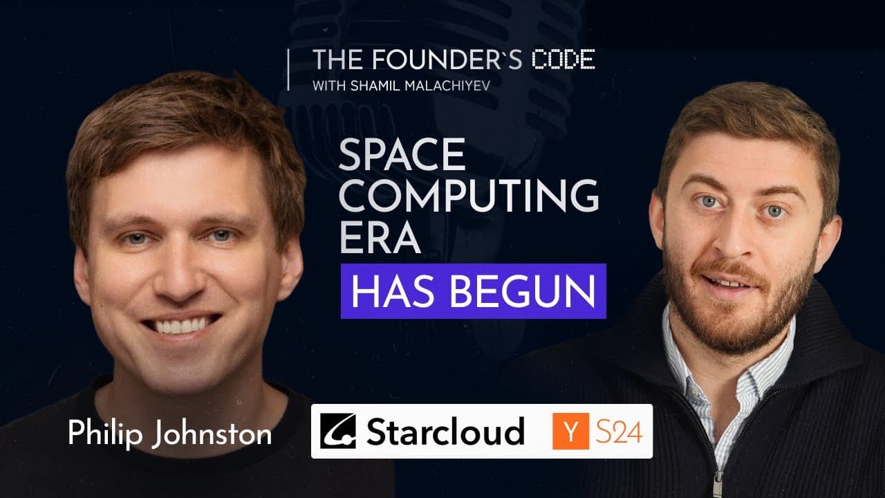The Founder's Code podcast thumbnail for the Philip Johnston episode, StarCloud's founder on building data centers in space