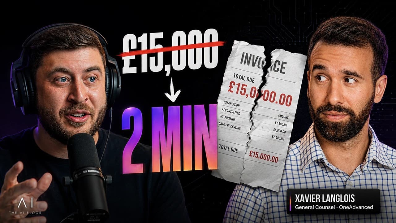 The AI Floor podcast thumbnail for the Xavier episode — a general counsel on the £15,000 legal bill his AI handled in two minutes