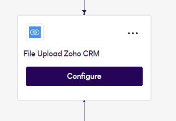 UI module for File Upload Zoho CRM with a Configure button.